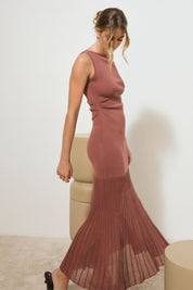 REFLECTION KNIT DRESS COGNAC