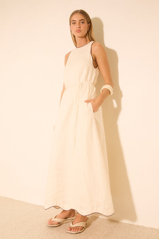ALERIA DRESS CREAM CONTRAST BIND