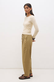 Layered cotton blend jersey top set with long sleeve slouchy top and sleeveless tank with scoop neckline
