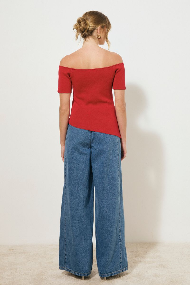 TRESOR KNIT TOP ROSE RED