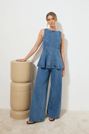 NOMADA DENIM TOP MID INDIGO