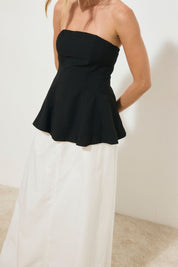 SOLICE STRAPLESS DRESS BLACK AND WHITE