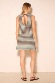 DALLAS MINI DRESS BLUE / BROWN STRIPE