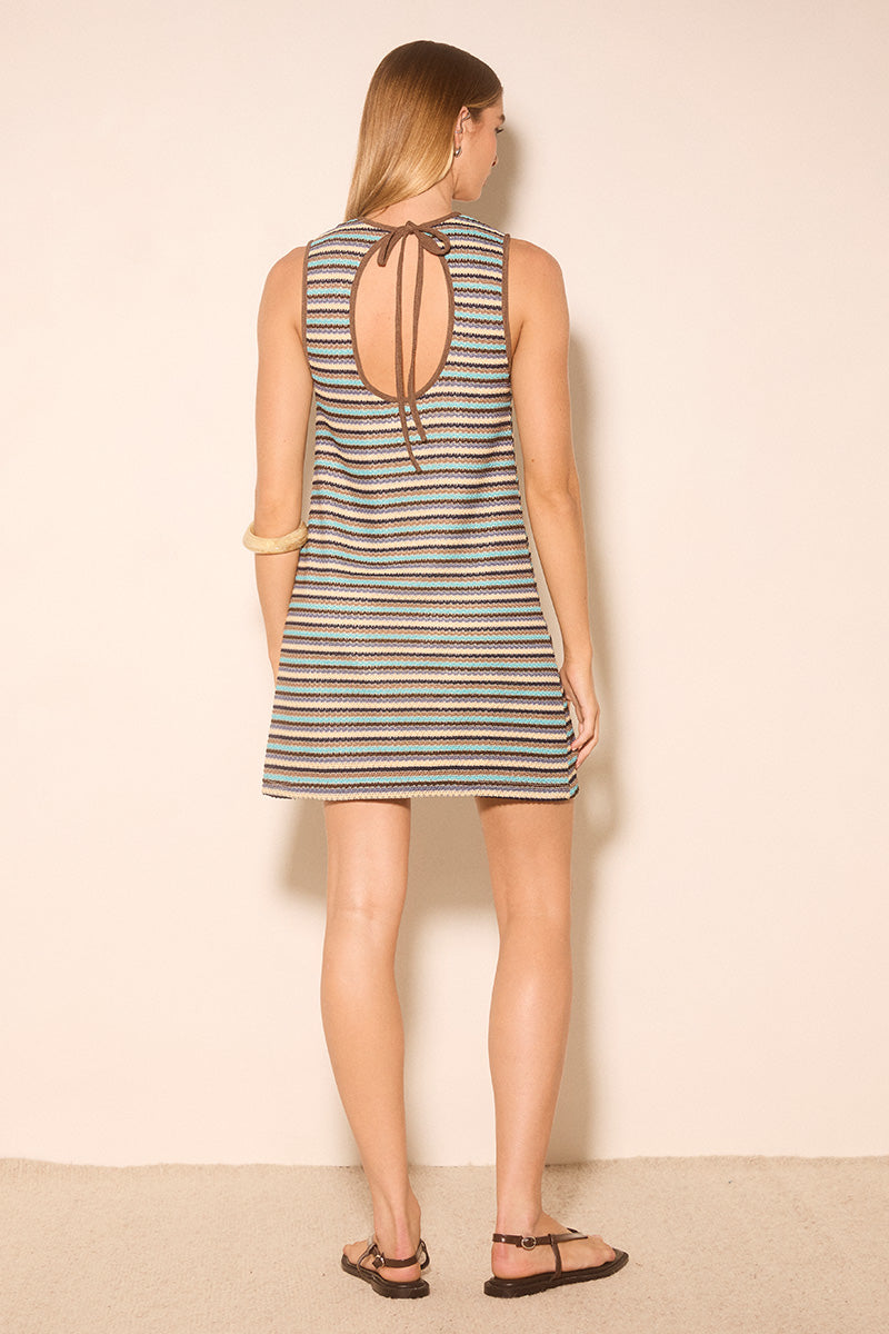 DALLAS MINI DRESS BLUE / BROWN STRIPE