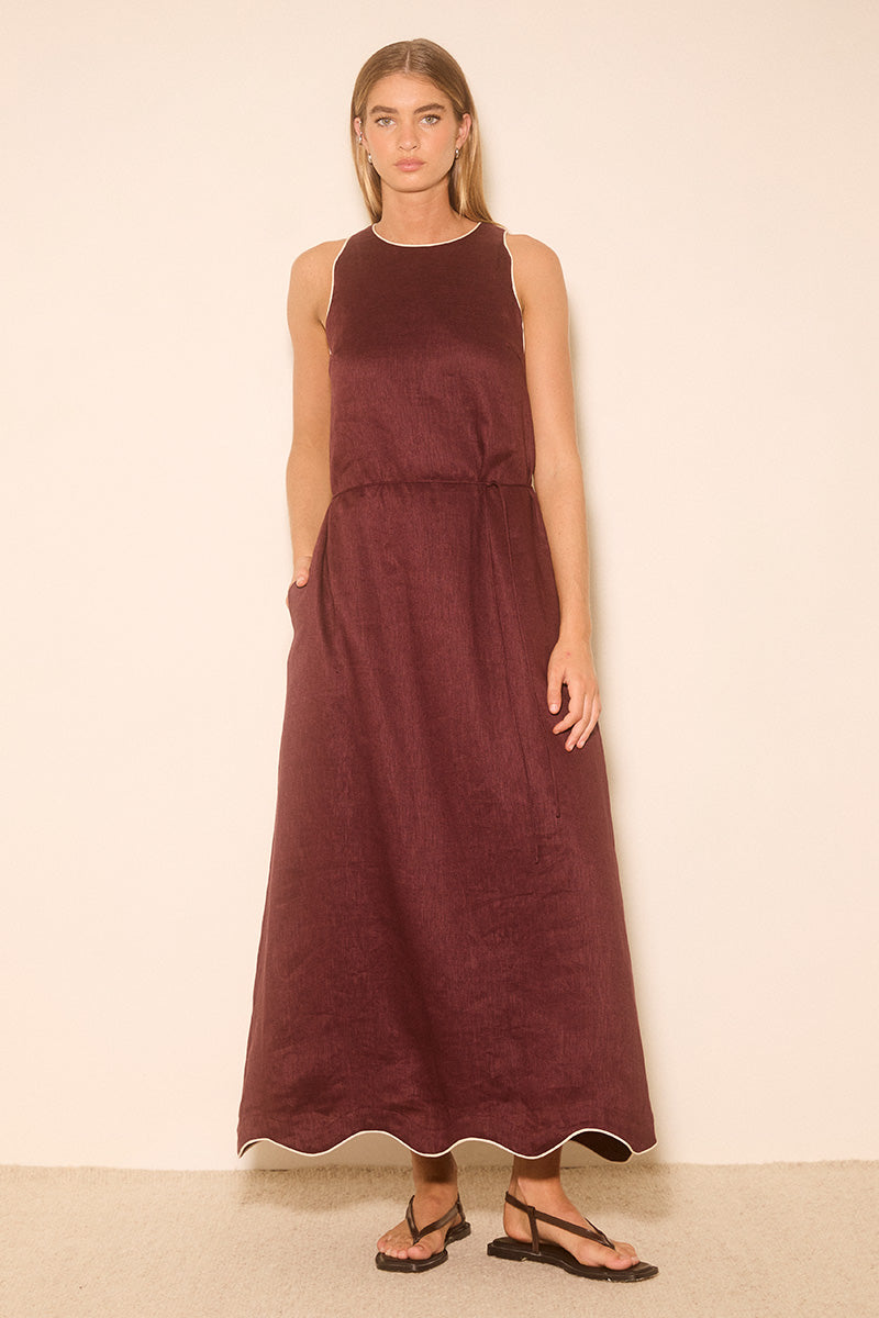 ALERIA DRESS PLUM CONTRAST BIND