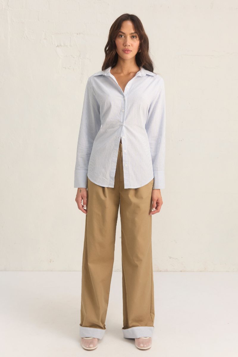 CEDAR PANT BISCUIT/BLUE STRIPE