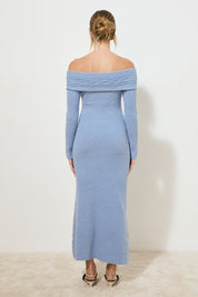 SCULPURAL KNIT DRESS CERULEAN