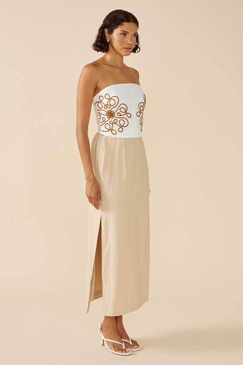 LUNA EMBROIDERED TOP - IVORY BISCUIT
