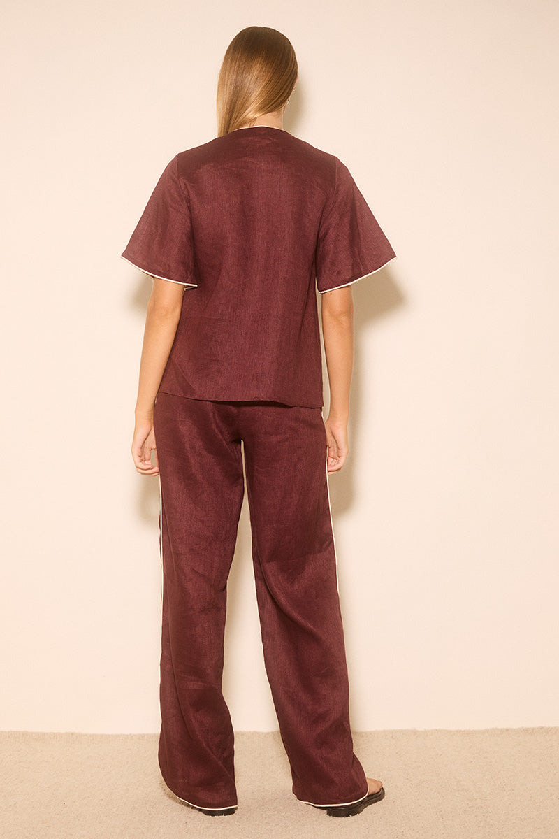 ALERIA TOP PLUM CONTRAST BIND