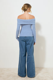 SCULPURAL KNIT TOP CERULEAN