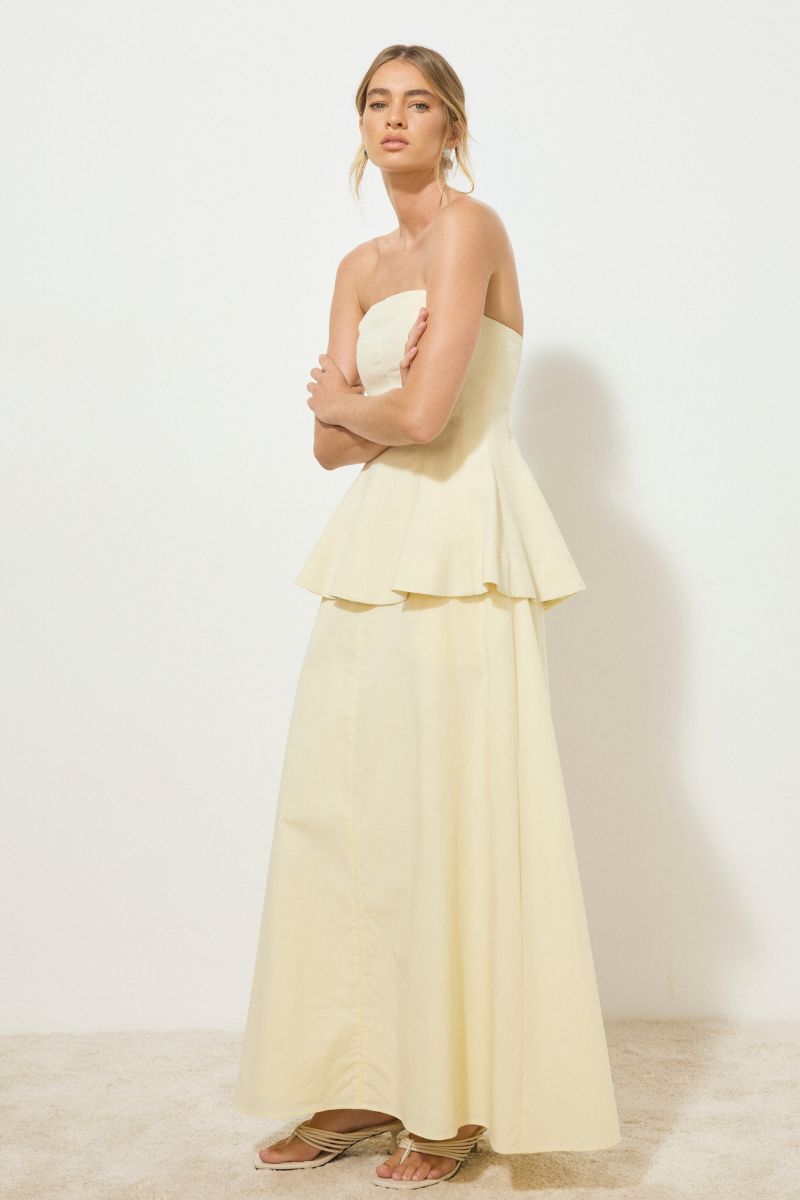 SOLICE STRAPLESS DRESS BUTTER