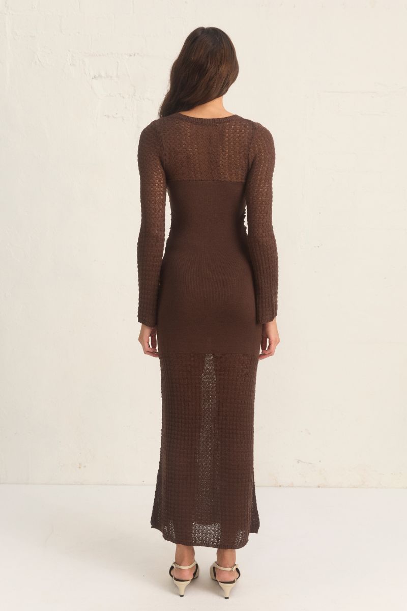 ONIKA KNIT DRESS MAHOGANY