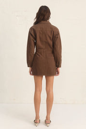 BAYSIDE DENIM DRESS COFFEE