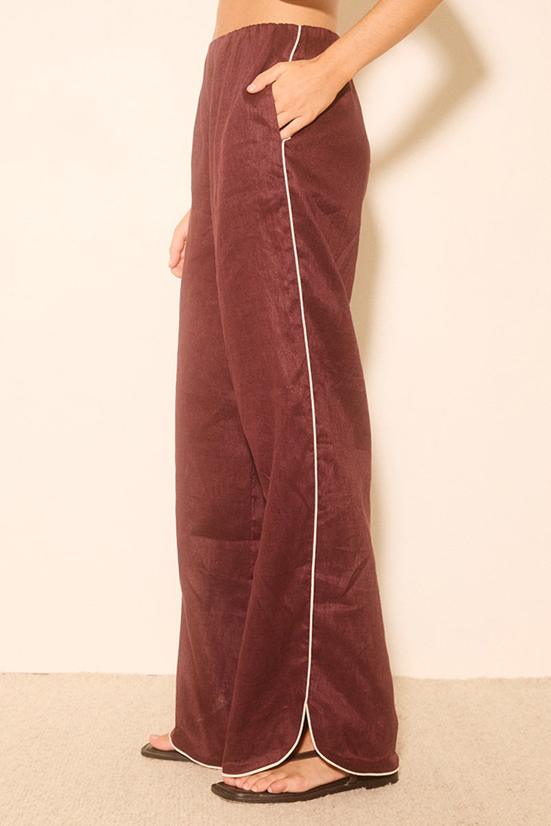 Aleria Pant Plum Contrast Bind