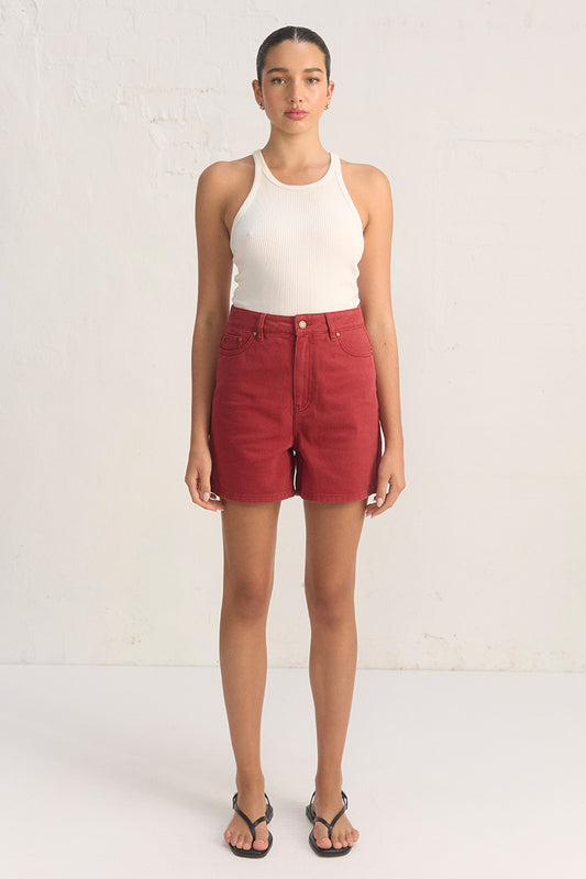 BAYSIDE DENIM SHORTS CHERRY