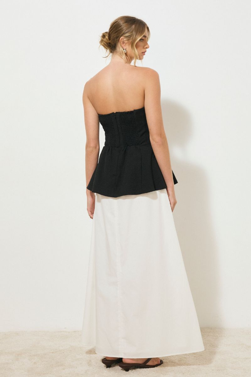 SOLICE STRAPLESS DRESS BLACK AND WHITE
