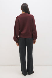 Chunky knit jumper with plait appliqué, relaxed fit, balloon sleeves and ribbed trims