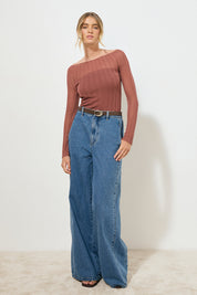 REFLECTION KNIT TOP COGNAC