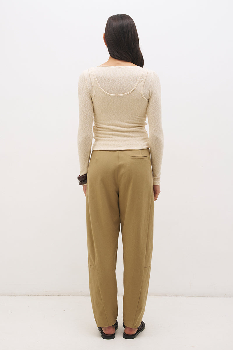 Layered cotton blend jersey top set with long sleeve slouchy top and sleeveless tank with scoop neckline