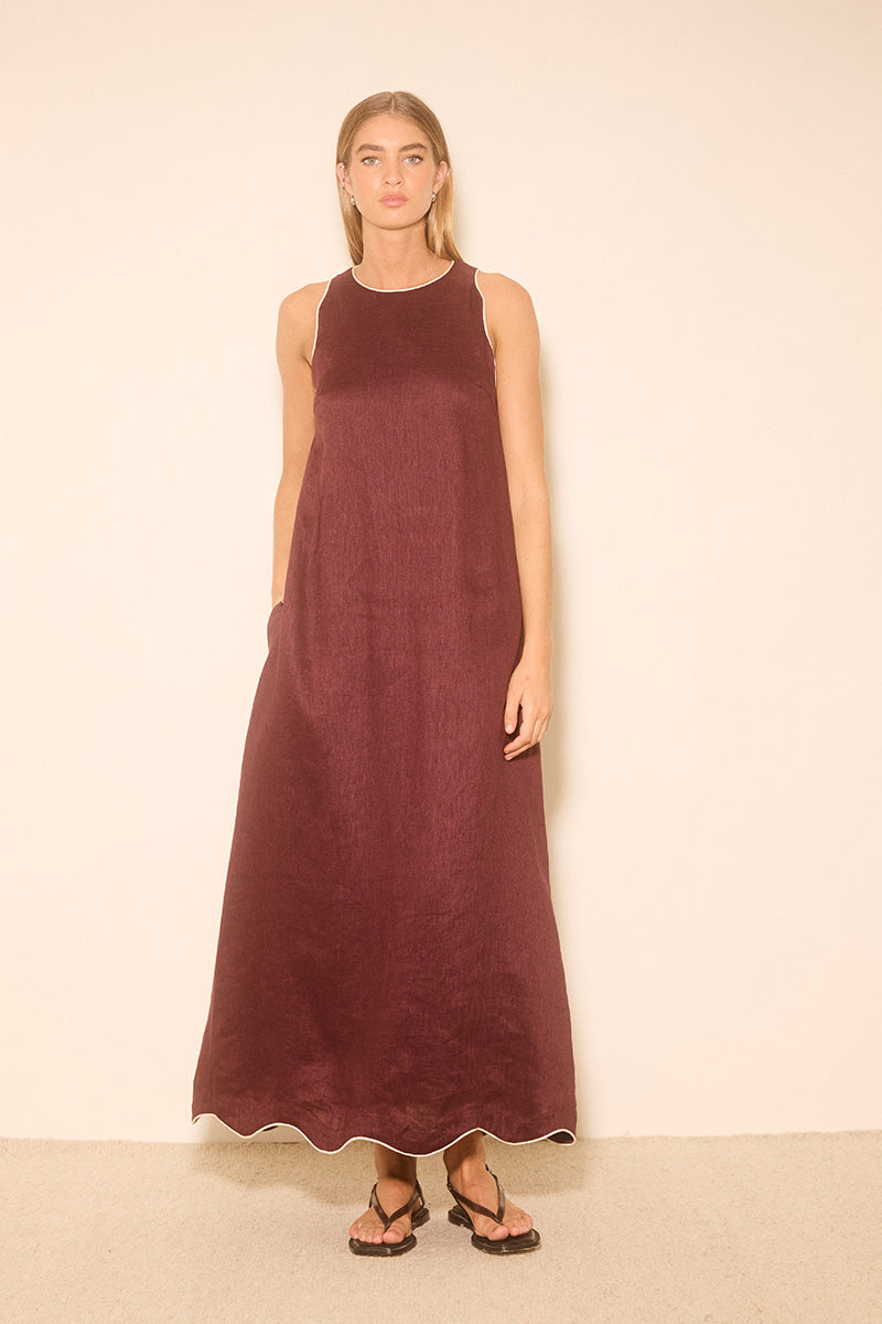 ALERIA DRESS PLUM CONTRAST BIND