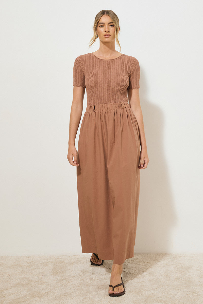 ETERNAL KNIT COMBO DRESS HAZELNUT