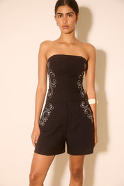 Zahra Embroidered Short Midnight Black