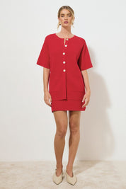 MEMOIR KNIT SKIRT RASPBERRY RED