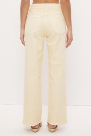 Mid-rise straight leg denim jeans with narrow waist tie and rivet detailing