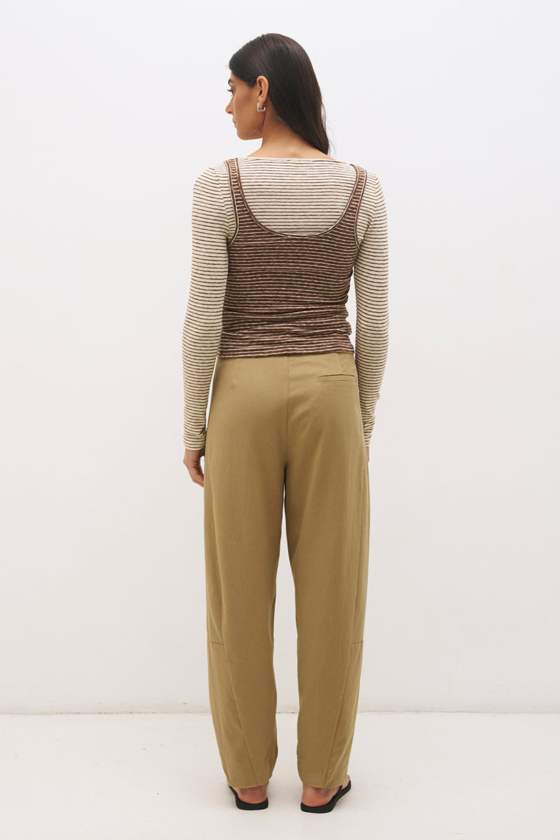 Layered cotton blend jersey top set with long sleeve slouchy top and sleeveless tank with scoop neckline