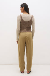 Layered cotton blend jersey top set with long sleeve slouchy top and sleeveless tank with scoop neckline