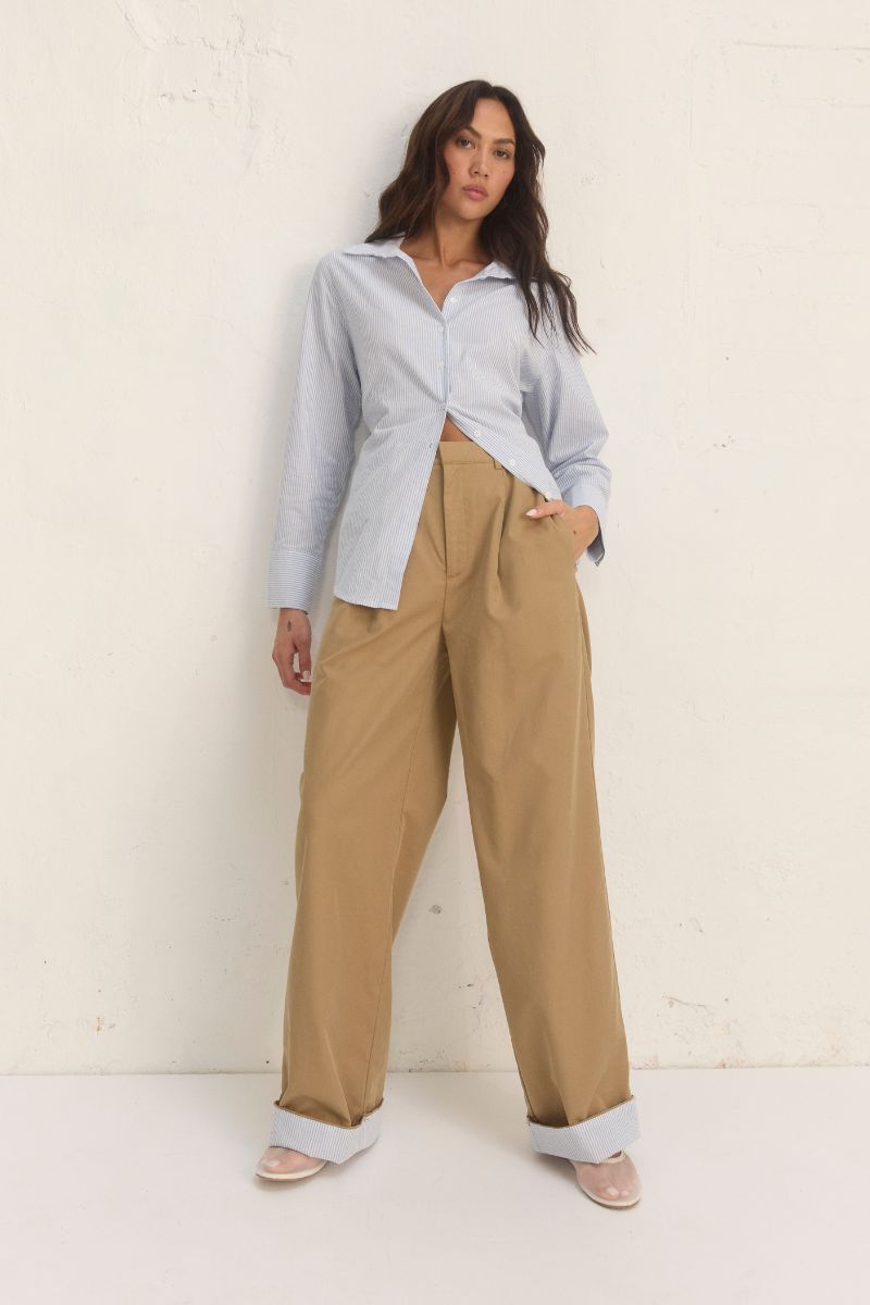 CEDAR PANT BISCUIT/BLUE STRIPE