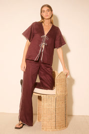 Aleria Top Plum Contrast Bind