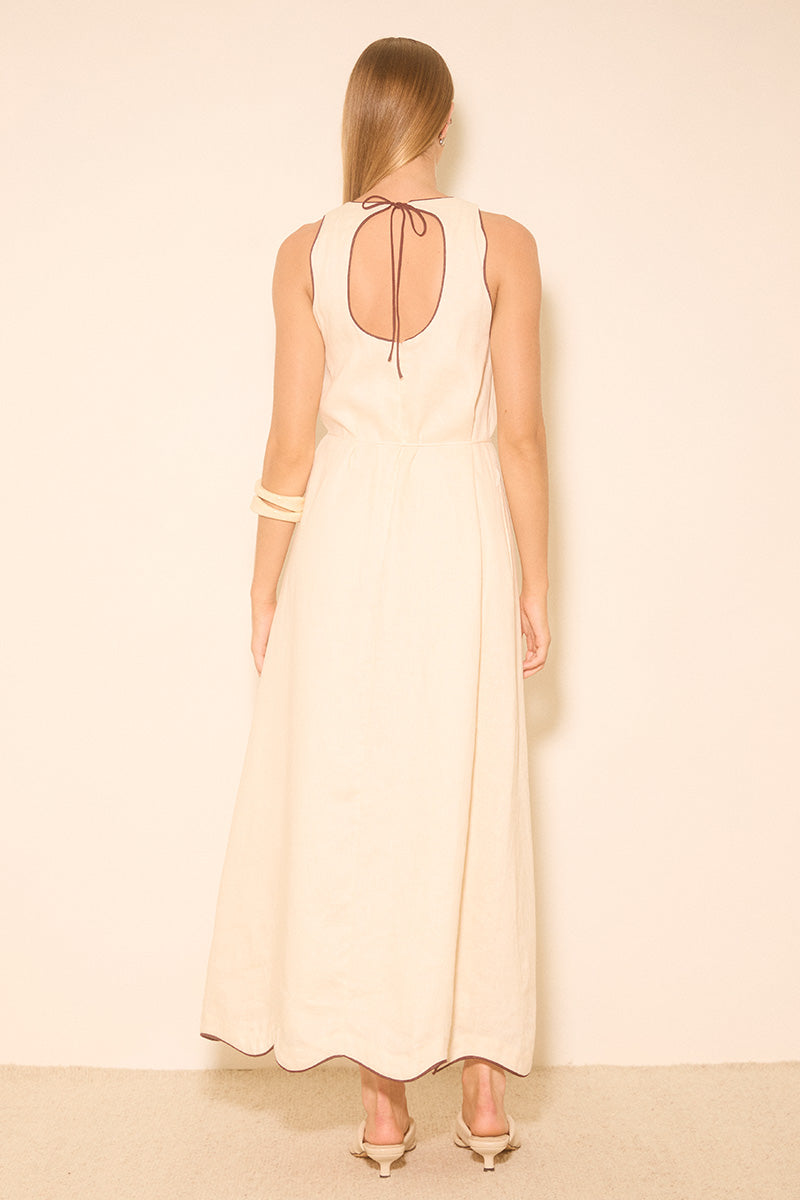ALERIA DRESS CREAM CONTRAST BIND