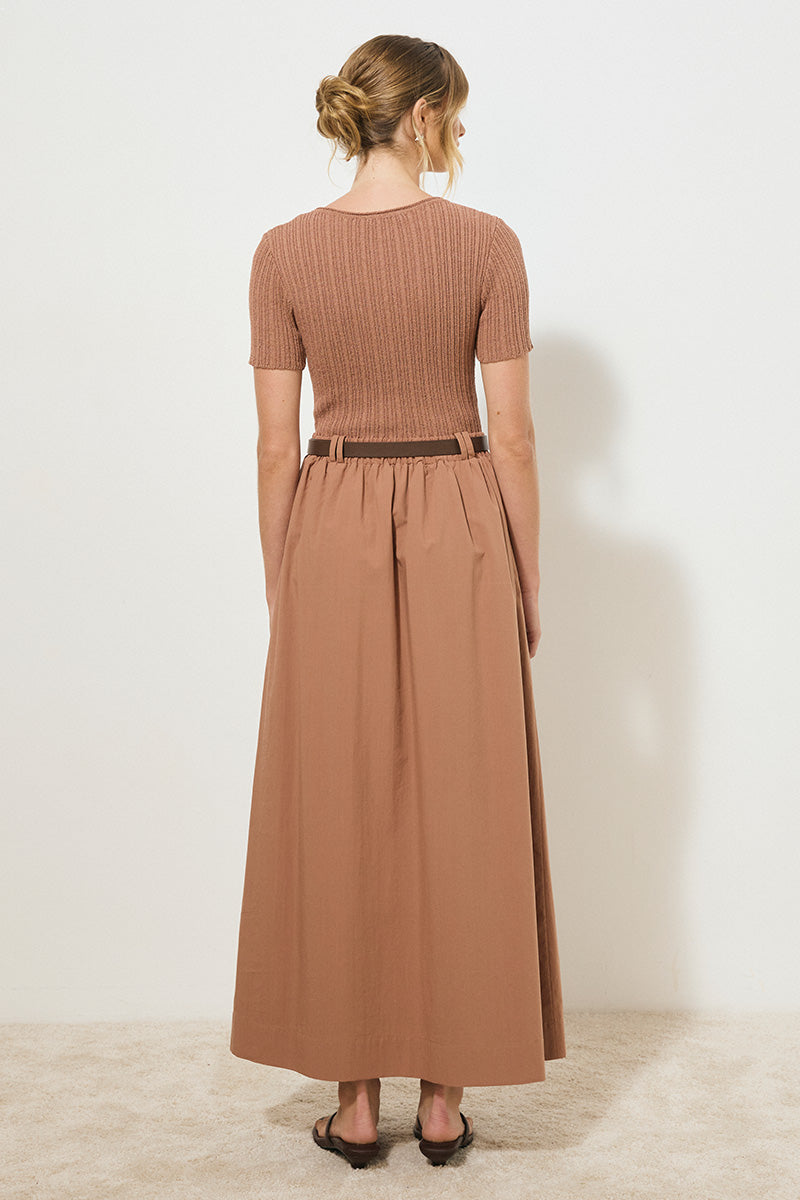ETERNAL KNIT COMBO DRESS HAZELNUT