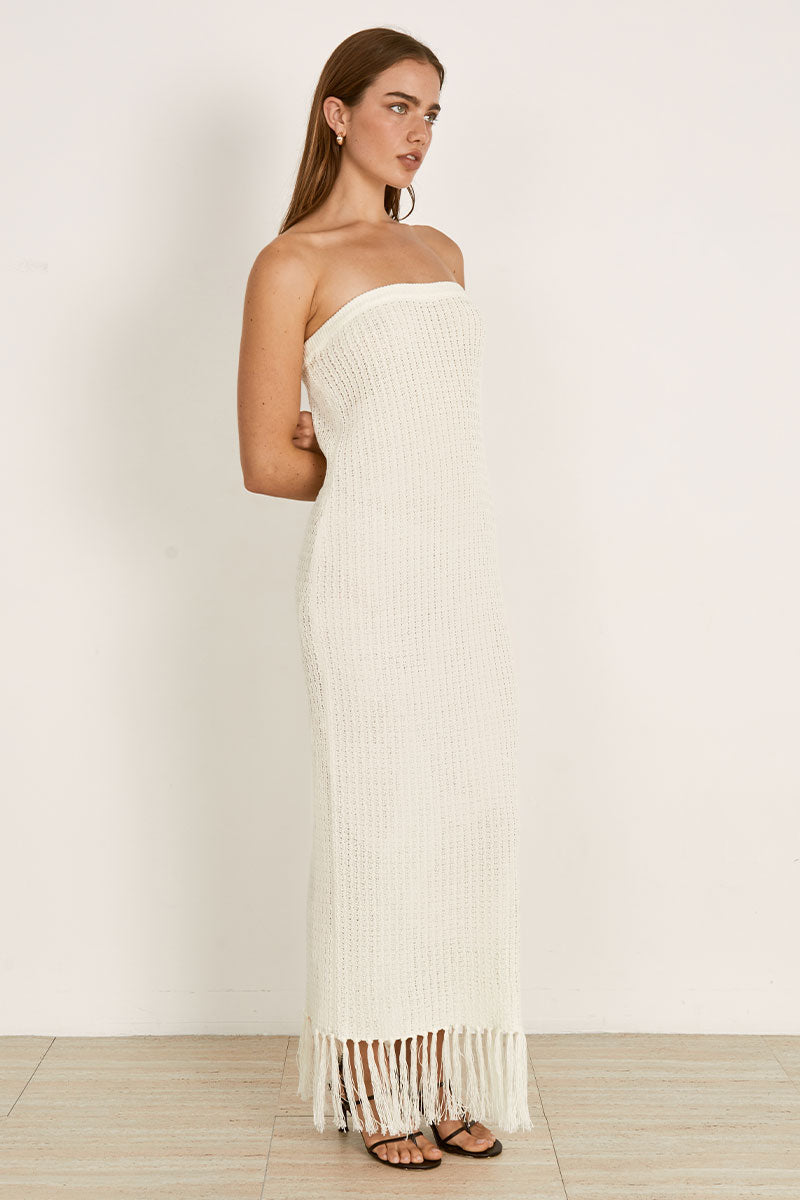 Mon Renn women's Clothing Sydney Adorn Knit Midi Dress White