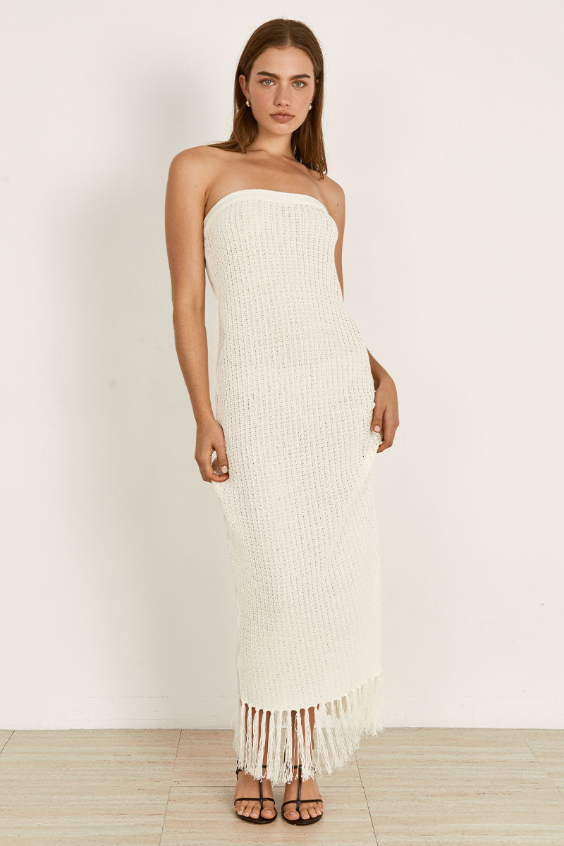 Mon Renn women's Clothing Sydney Adorn Knit Midi Dress White
