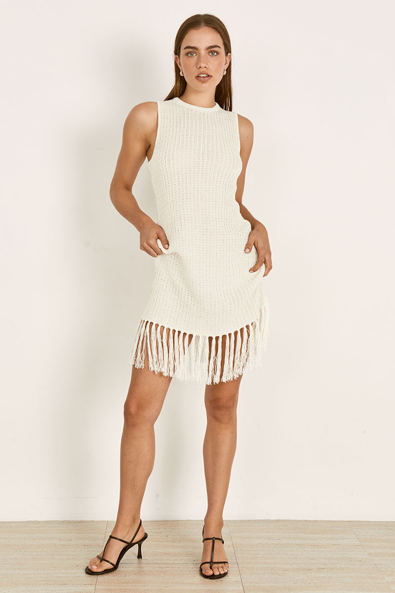 Mon Renn women's Clothing Sydney Adorn Knit Mini Dress White