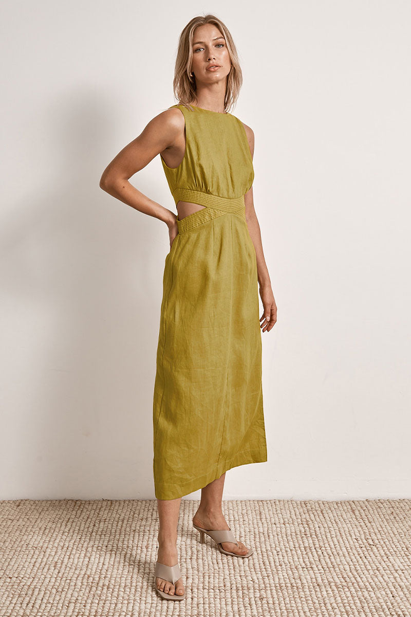 Mon Renn women's Clothing Sydney Bask midi Dress Green