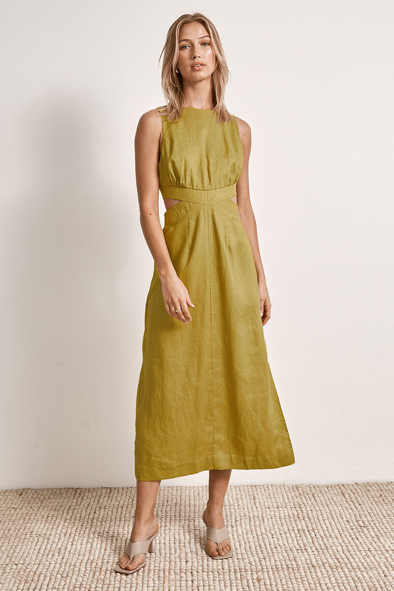 Mon Renn women's Clothing Sydney Bask midi Dress Green