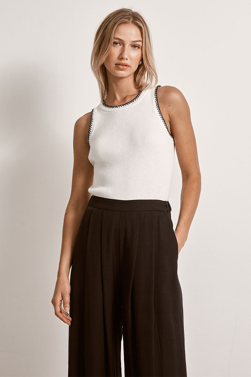 Mon Renn women's Clothing Sydney Connect Knit Singlet White