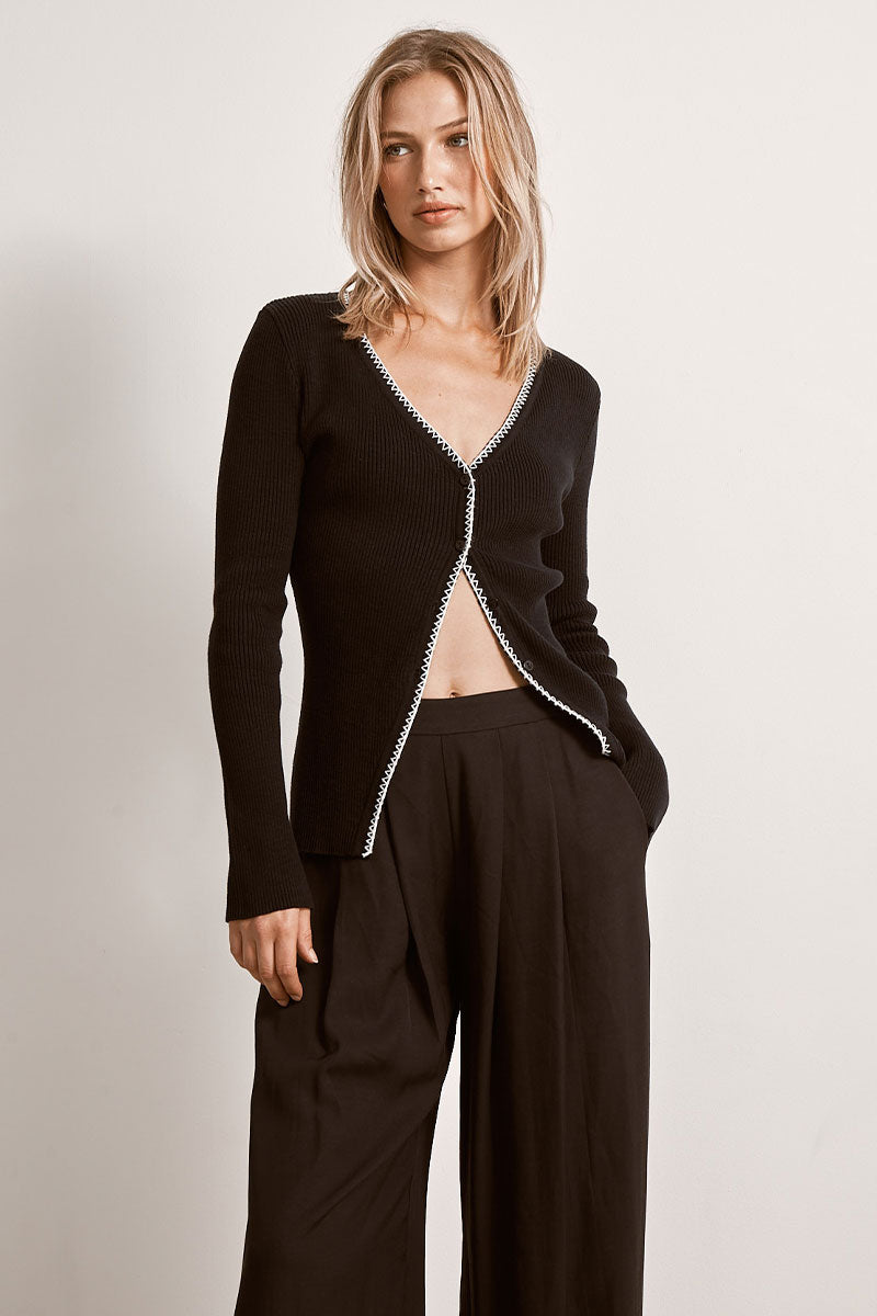 Mon Renn women's Clothing Sydney Connect Knit Top Black