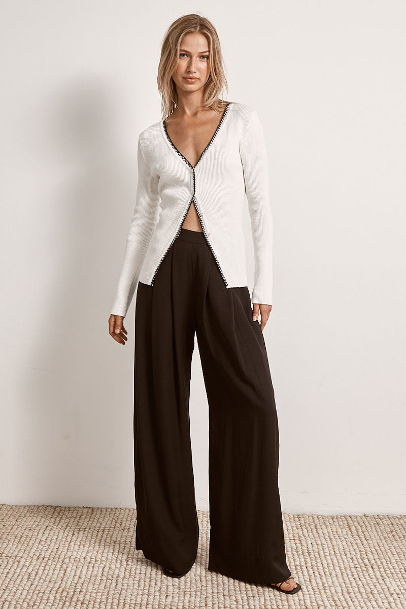 Mon Renn women's Clothing Sydney Connect Knit Top White