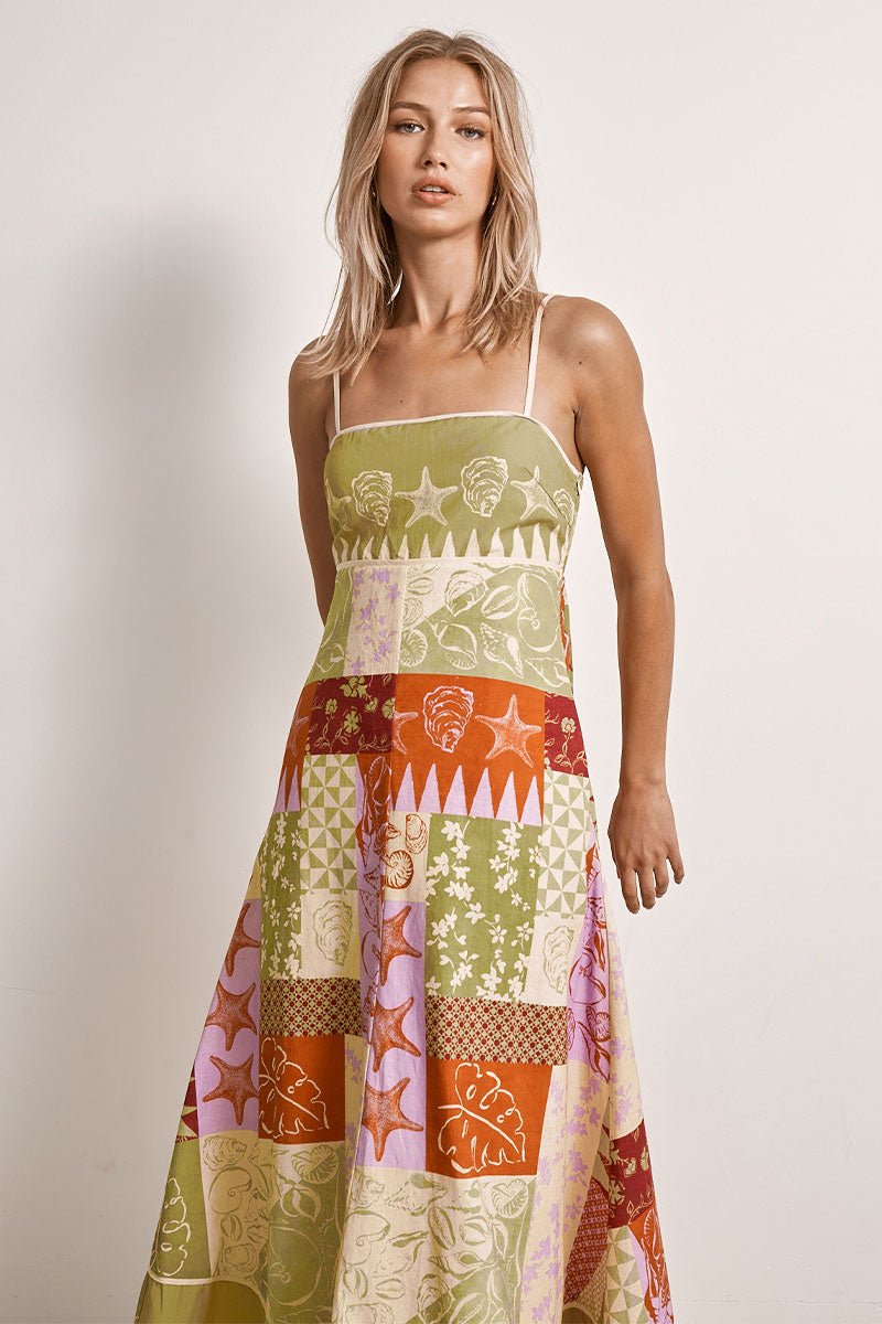Mon Renn women's Clothing Sydney Cove Patchwork Midi Dress