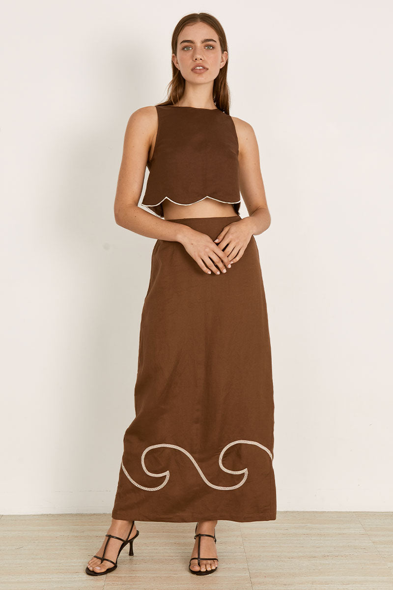 Mon Renn women's Clothing Sydney Fresco Midi Skirt Brown