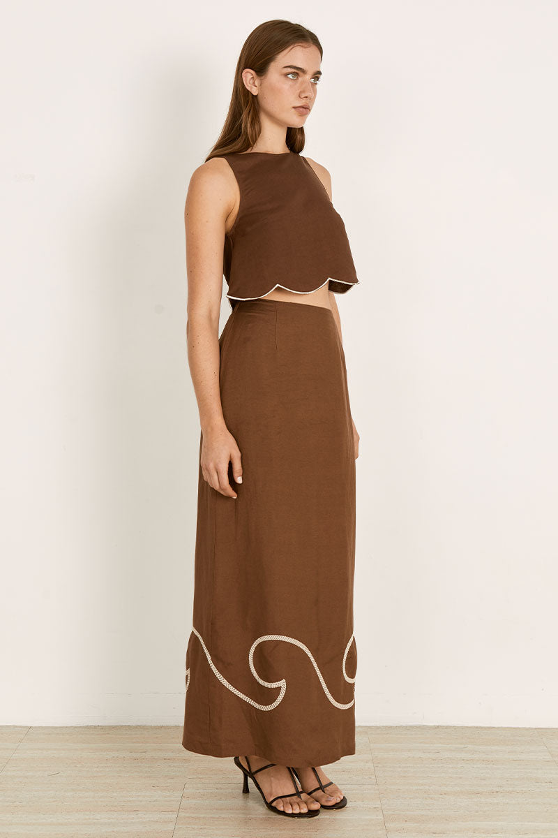 Mon Renn women's Clothing Sydney Fresco Midi Skirt Brown