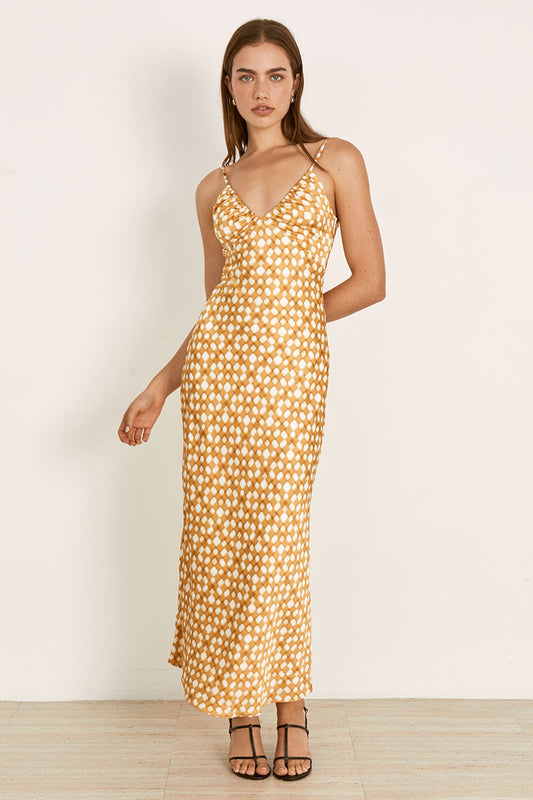 Mon Renn women's Clothing Sydney Lumen Midi Dress Gold