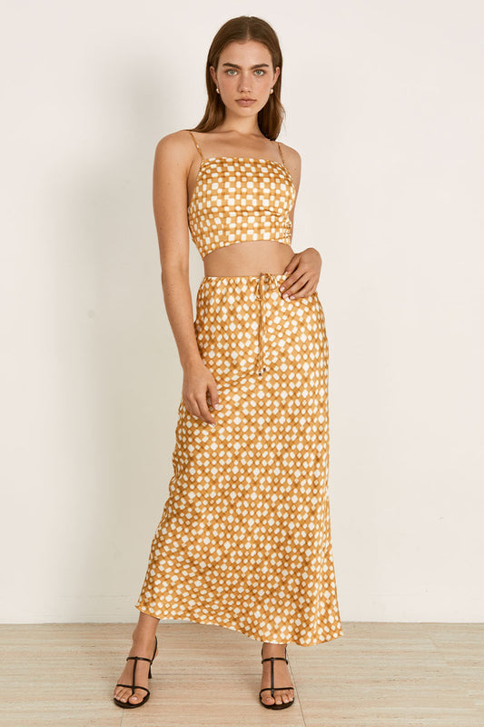 Mon Renn women's Clothing Sydney Lumen Midi Skirt Gold