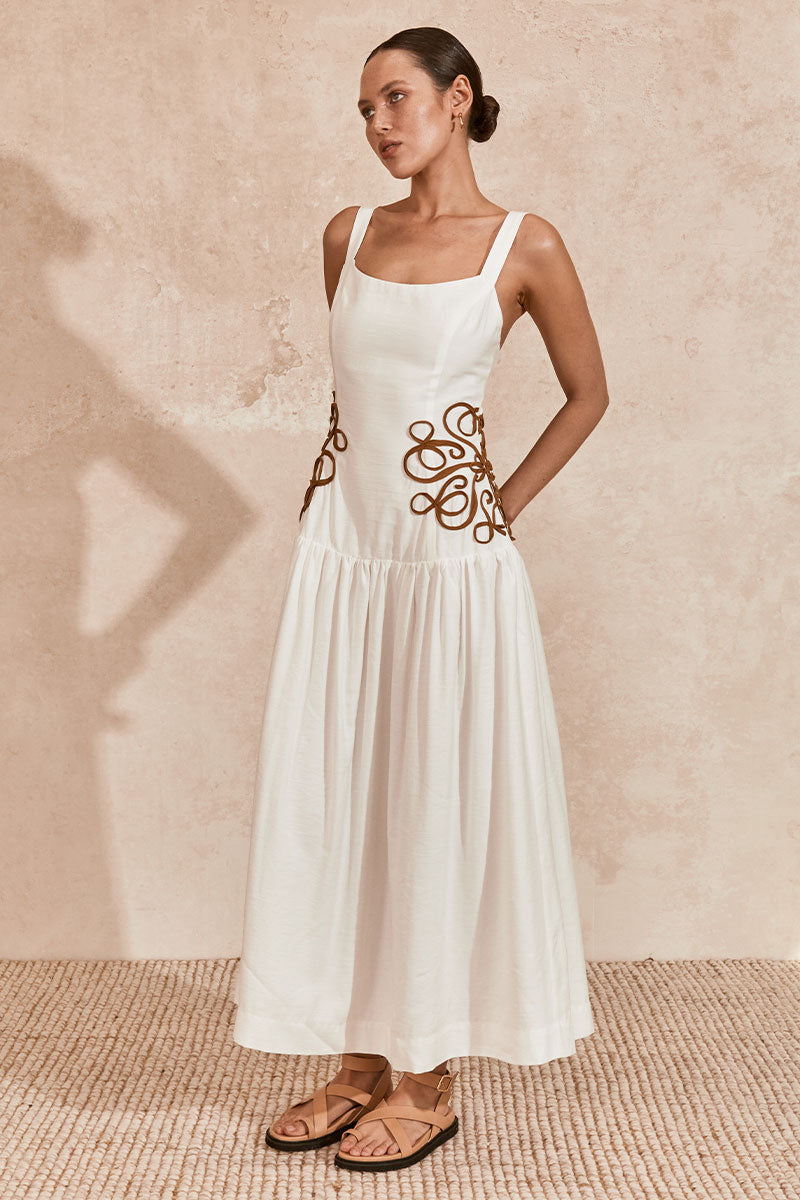 Mon Renn women's Clothing Sydney Luna Midi Dress White