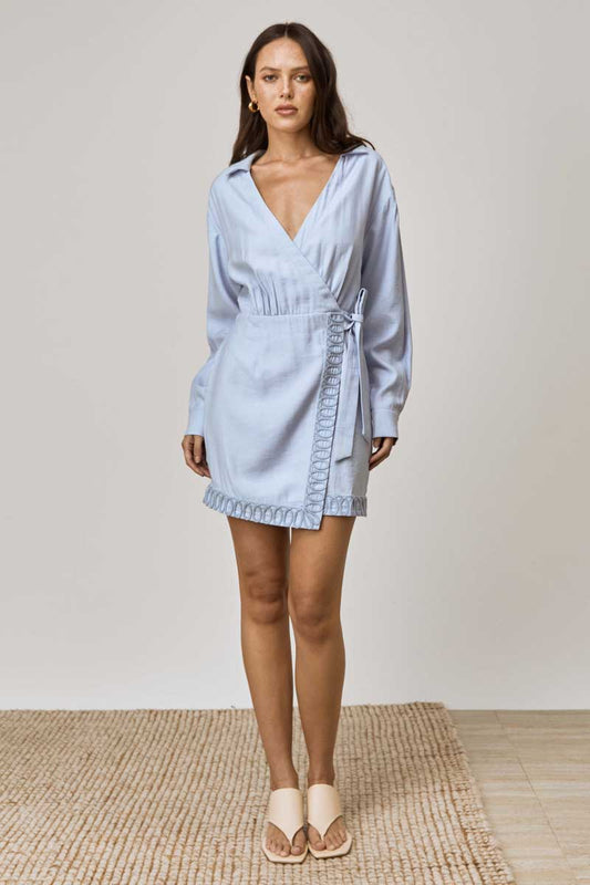 SENTIMENT MINI DRESS - BABY BLUE