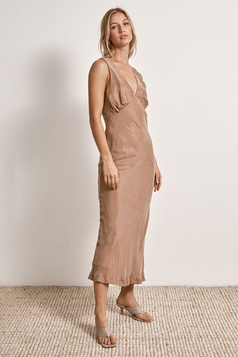 Mon Renn women's Clothing Sydney Sorrento Midi Dress brown